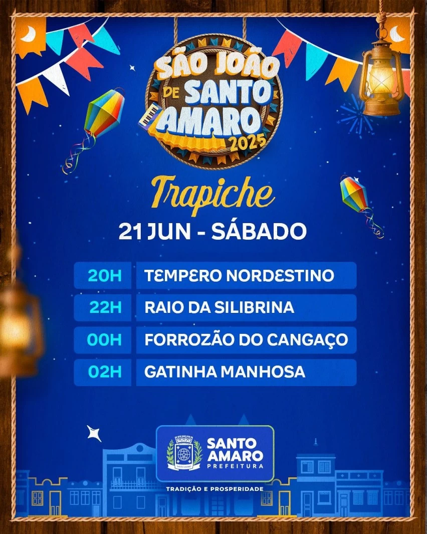 São João de Santo Amaro 2025 começa neste sábado (21) com programação recheada de forró 5 Santo Amaro - São João de Santo Amaro 2025 começa neste sábado (21) com programação recheada de forró