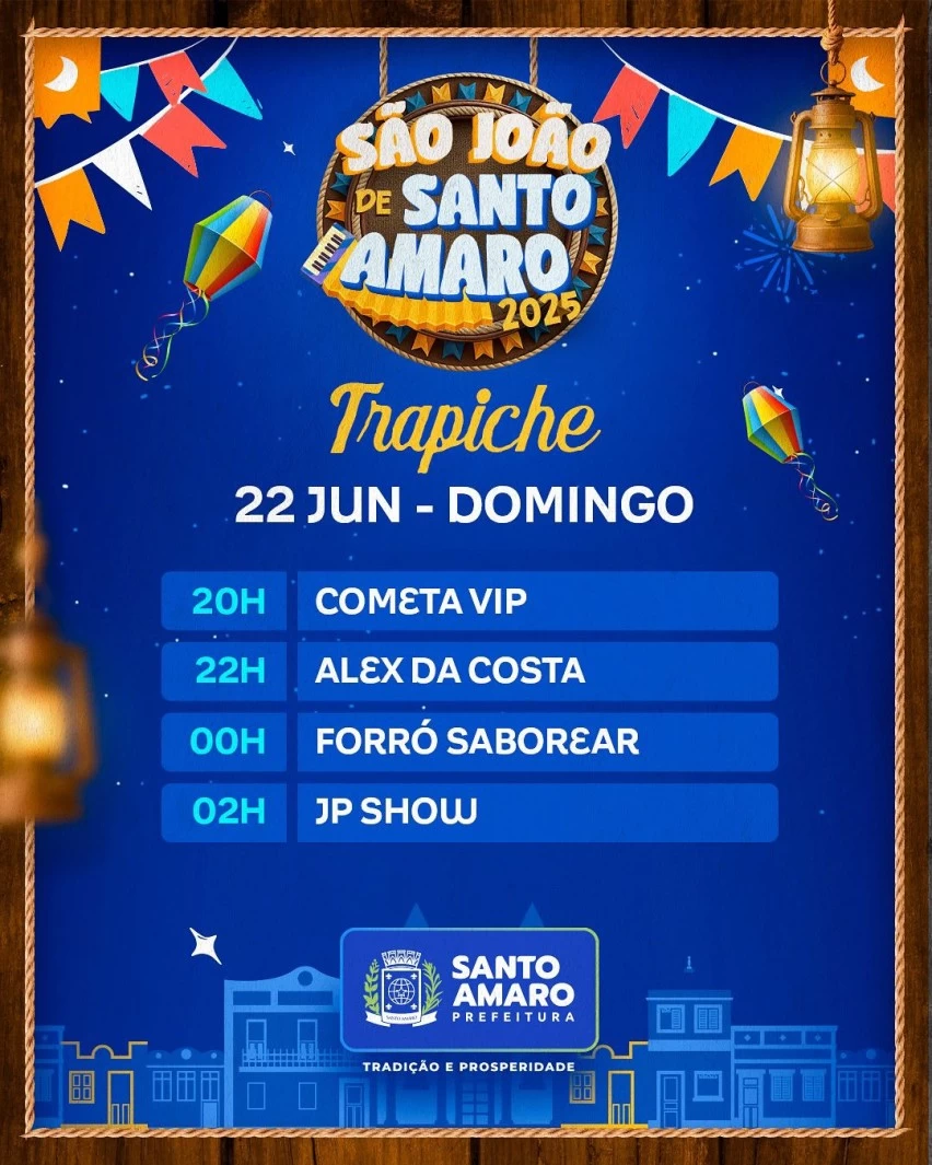 São João de Santo Amaro 2025 começa neste sábado (21) com programação recheada de forró 6 Santo Amaro - São João de Santo Amaro 2025 começa neste sábado (21) com programação recheada de forró