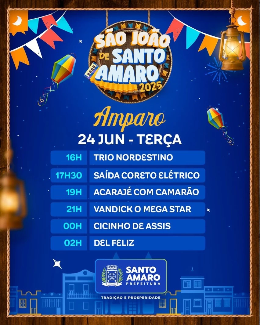 São João de Santo Amaro 2025 começa neste sábado (21) com programação recheada de forró 4 Santo Amaro - São João de Santo Amaro 2025 começa neste sábado (21) com programação recheada de forró