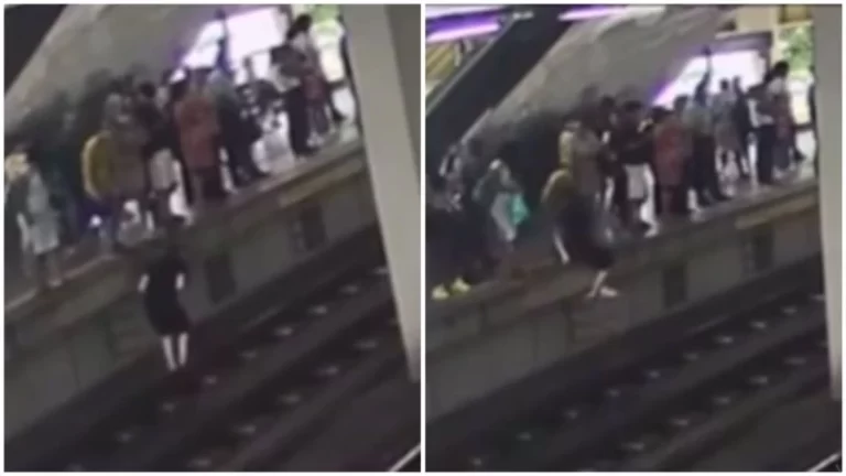 PERIGO! Homem pula nos trilhos do metrô da Estação Aeroporto para pegar celular