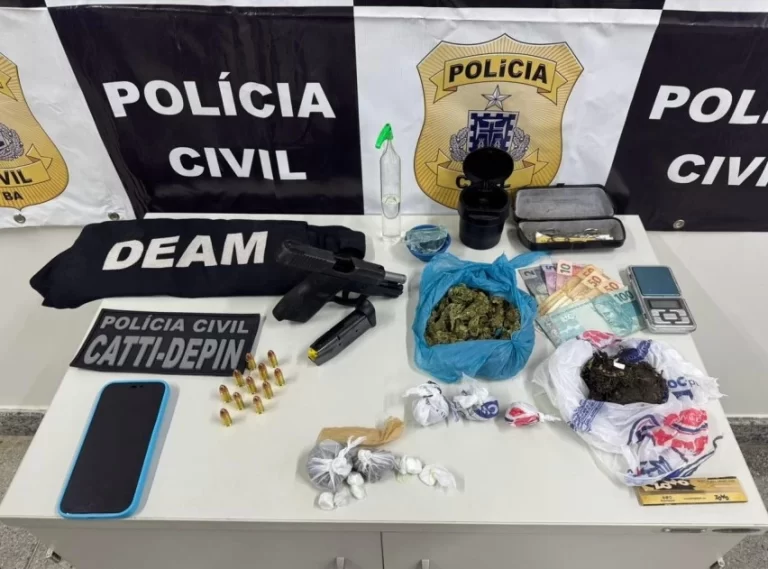 INVESTIGADO POR VIOLÊNCIA DOMÉSTICA: Suspeito é preso por tráfico e porte ilegal de arma em Feira de Santana