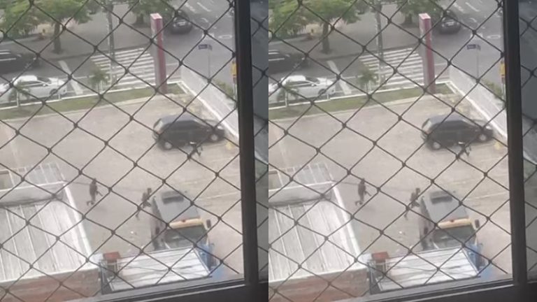 CAMPINA GRANDE: Tentativa de assalto a carro-forte acaba com forte tiroteio e dois homens feridos