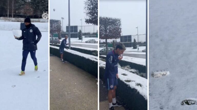 CLIMA MOTIVADOR: Jogadores do Bahia se divertem na neve e animam torcida
