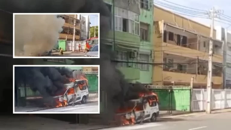 SUSTO E FUMAÇA: Ambulância pega fogo em via movimentada do Rio Vermelho