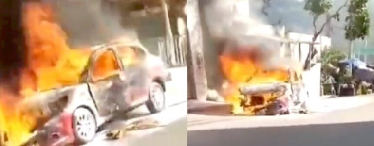 Carro pega fogo após pane elétrica no Vale das Pedrinhas
