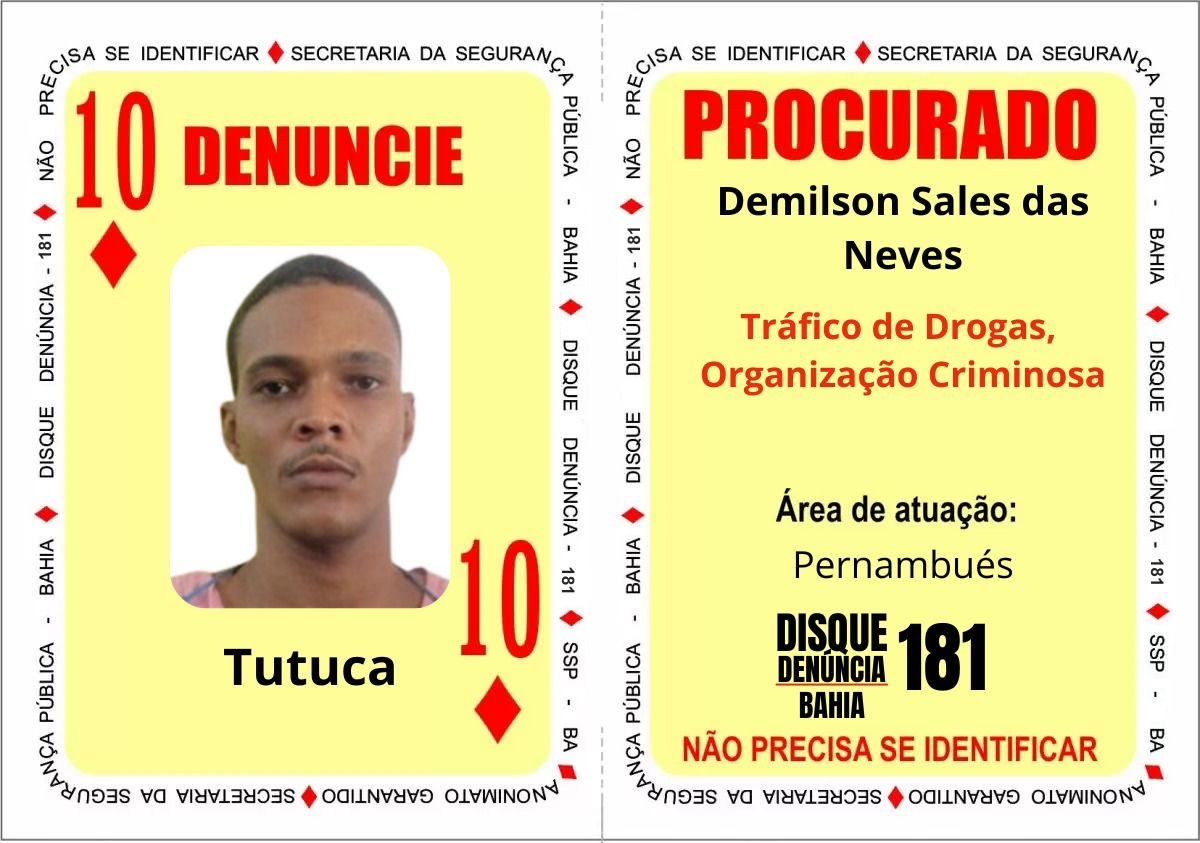 - ‘TORRES’ do BDM e mais três bandidos inseridos no Baralho do Crime