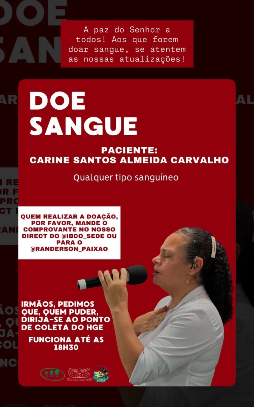 ENGOMADEIRA: Pastora baleada na cabeça segue em estado grave; família pede orações e doações de sangue 1 - ENGOMADEIRA: Pastora baleada na cabeça segue em estado grave; família pede orações e doações de sangue