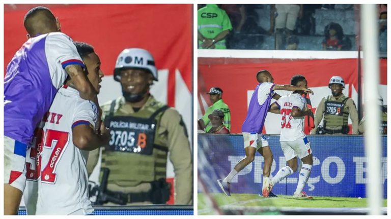 SORRISINHO MAROTO: Fotógrafos flagram reação de policial com gol e imitação de Kayky