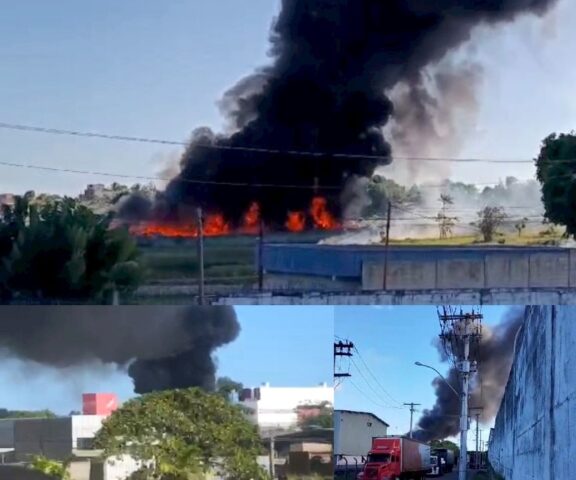 É FOGO: Incêndio atinge fábrica em Camaçari