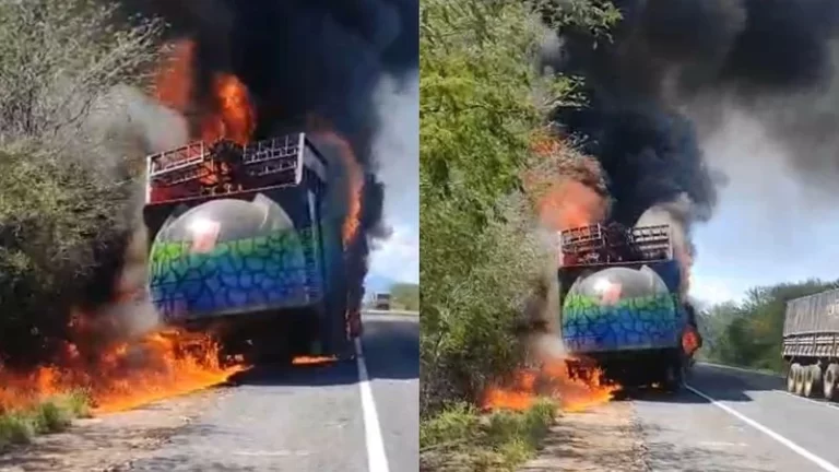 PERDA TOTAL: Trio elétrico de Durval Lelys sofre incêndio durante deslocamento para evento