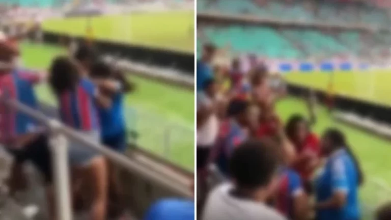 PANCADARIA NA FONTE! Torcedores trocam socos e puxões de cabelo durante Bahia x Náutico